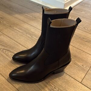 By Anthropologie Sleek Black Western Ankle Boots